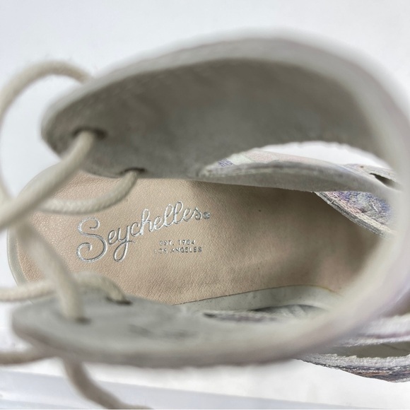 Seychelles Pastel Floral Tie Mary Jane Stacked Stiletto Heel Sandal - Picture 7 of 9